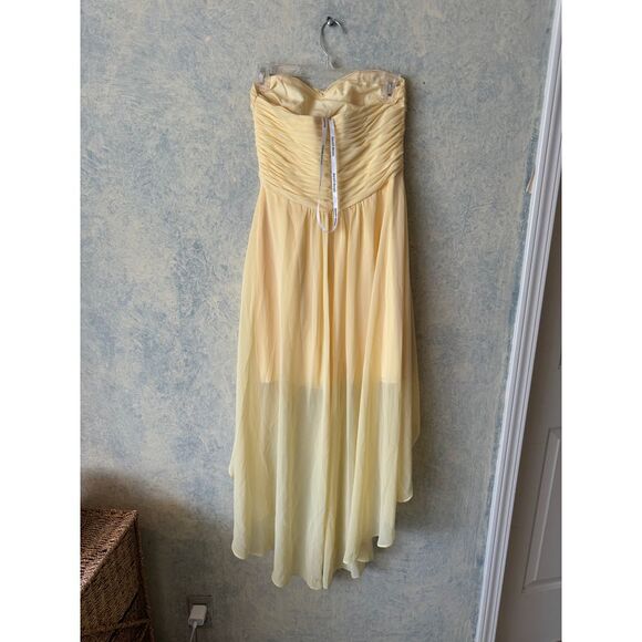David's bridal Canary yellow long chiffon dress size 4 - Picture 6 of 8